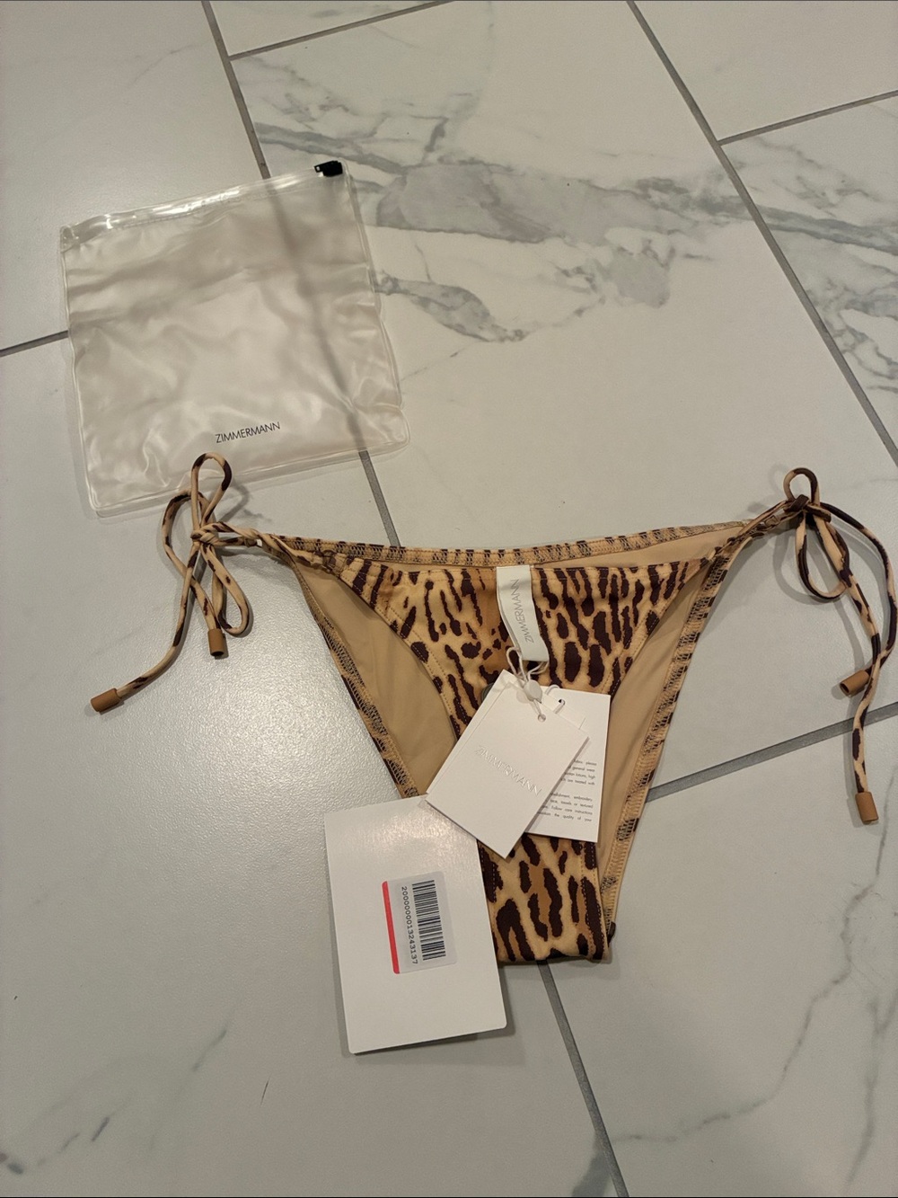 Zimmermann Leopard Separates Sculpt Tie Side Pant Bikini Bottom Only Size US 4